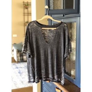 Free People Cut Out Grey Top